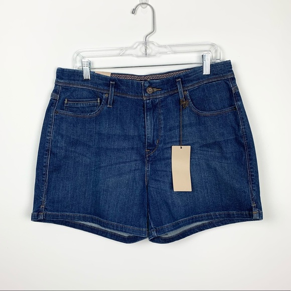 Levis NWT High Waisted Denim Dark Wash Jean Shorts - Picture 1 of 9